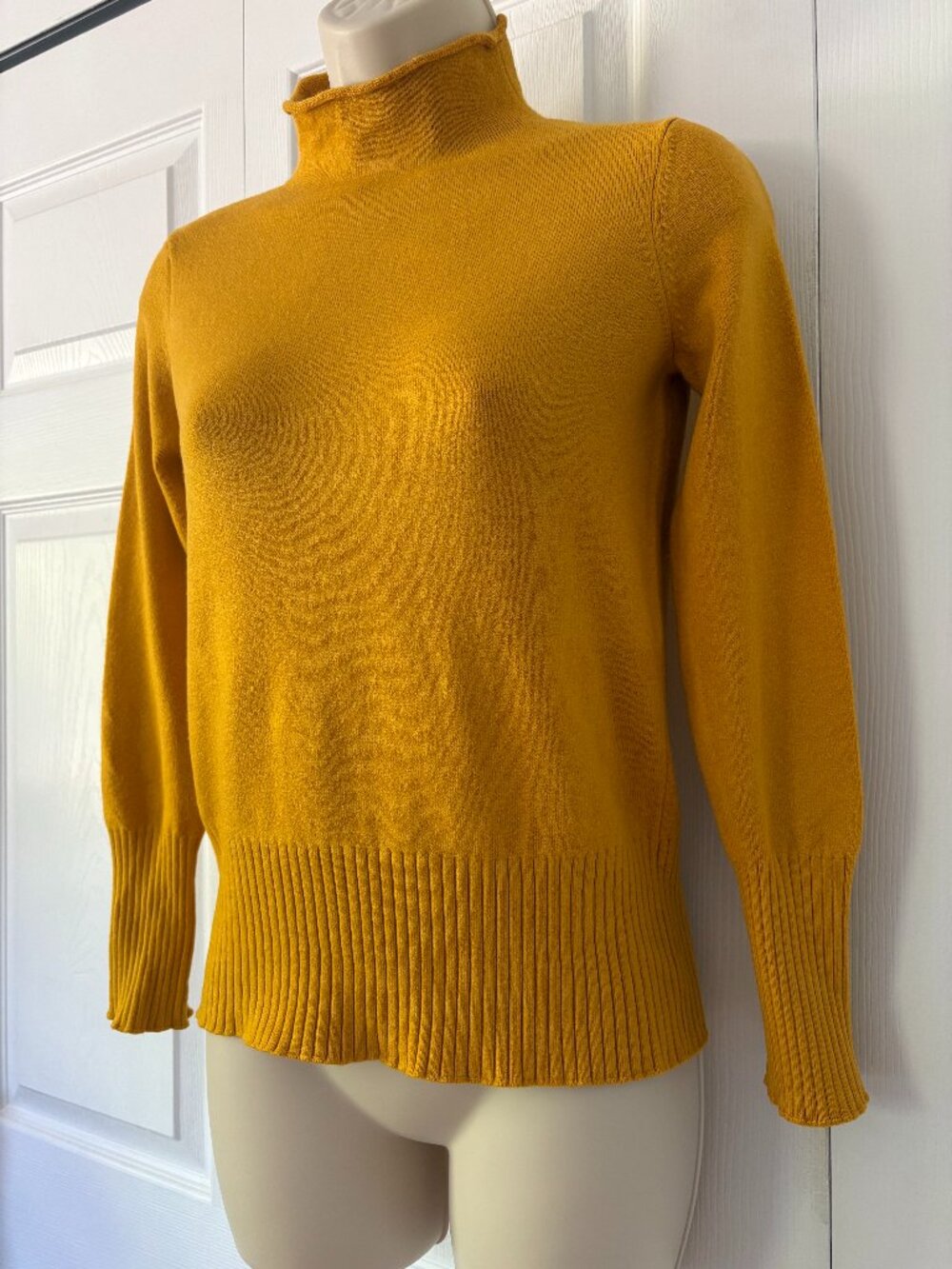 French Connection Mustard Yellow Mock Neck Sweater Size Small